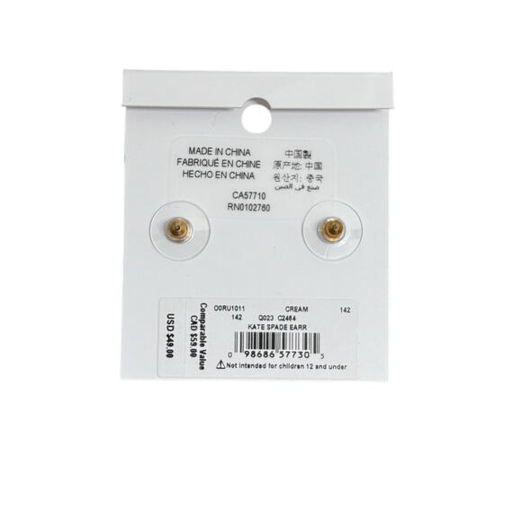 NWT! Kate Spade Pearl Gumdrop Studs in Cream / Gold - Picture 4 of 5